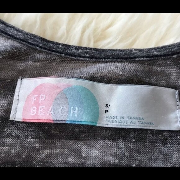 Free People Beach Scoop-Back Striped Sheer Blouson Tank Black Mini‎ Dress Size S - Picture 5 of 9